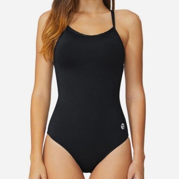Baleaf One Piece Black Swimming Athletic Open Back UPF 50+ swimsuit size 38 NWT - Picture 1 of 9